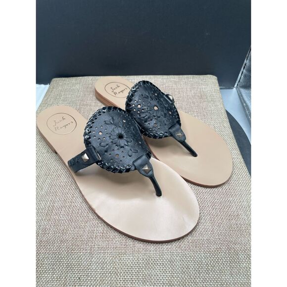 Jack Rogers Georgica Sandals in Black Women’s Size 8 Flats - Picture 1 of 9